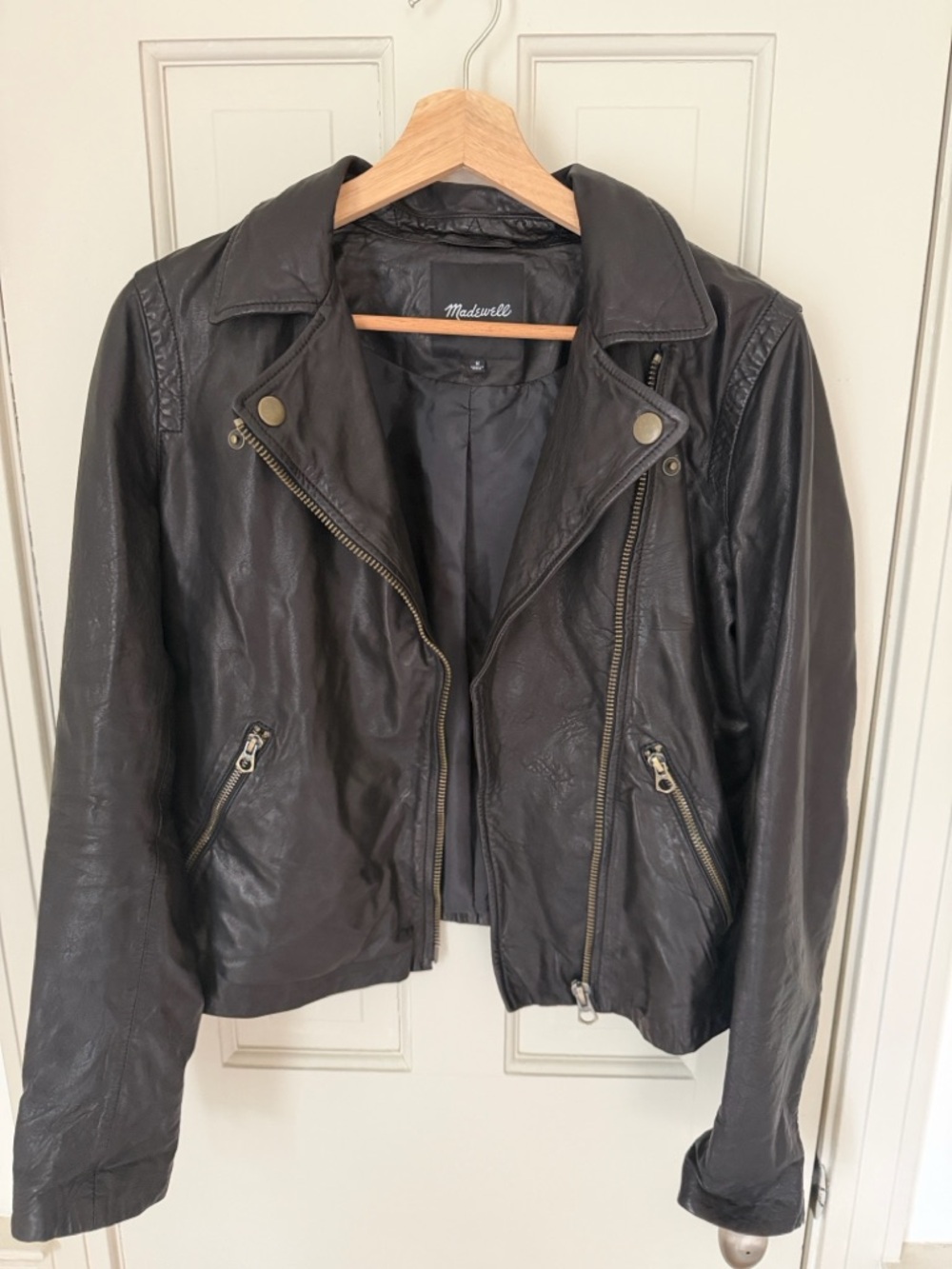 Madewell Washed Black Leather Jacket size M